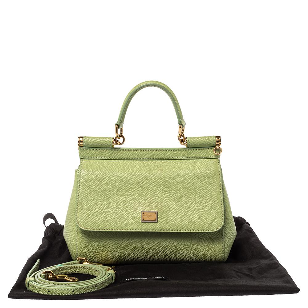 Dolce & Gabbana Mint Green Leather Small Miss Sicily Top Handle Bag 11