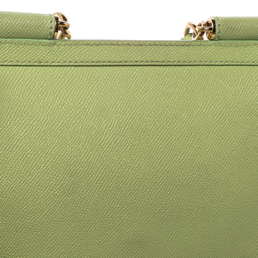 Dolce & Gabbana Mint Green Leather Small Miss Sicily Top Handle Bag 3