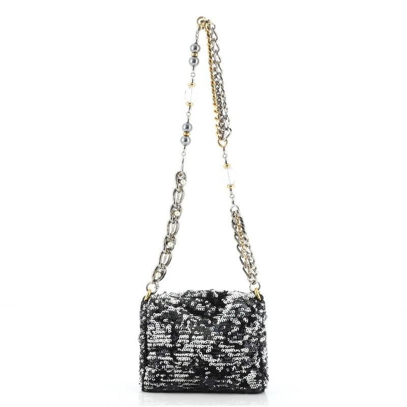 Dolce & Gabbana Miss Charles Flap Shoulder Bag Sequins Mini In Good Condition In NY, NY