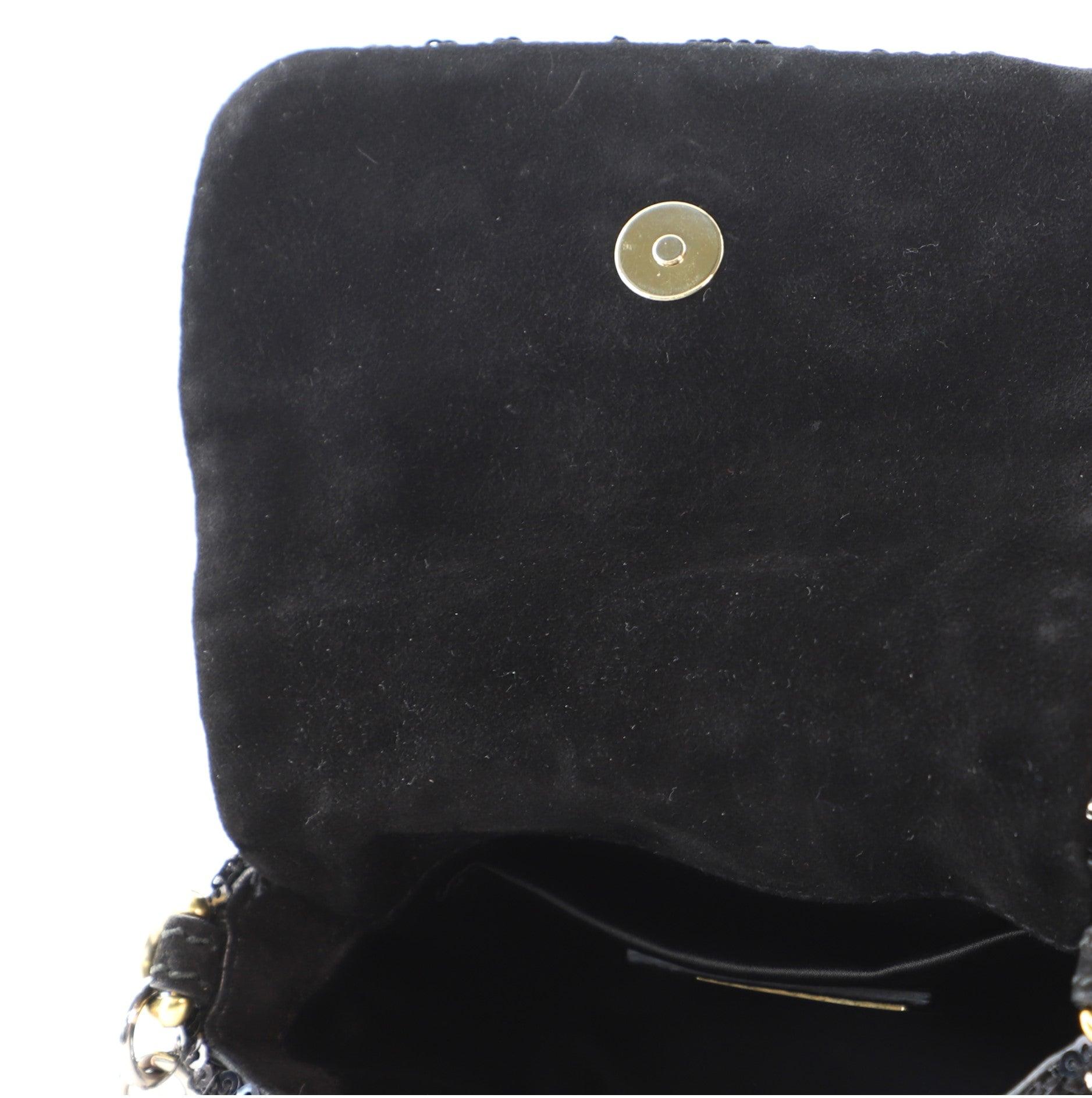Dolce & Gabbana Miss Charles Flap Shoulder Bag Sequins Mini In Good Condition In NY, NY