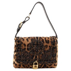 Dolce & Gabbana Miss Dolce Umhängetasche aus bedrucktem Ponyhaar Medium