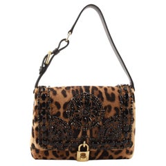 Dolce & Gabbana Miss Dolce Shoulder Bag Embellished Printed Pony Hair Medium