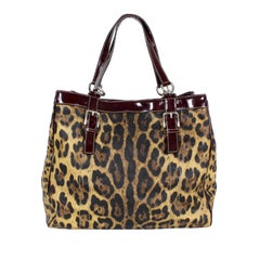 Dolce & Gabbana Miss Easy Way Leopard Shopper Bag Bordeaux Patent Leather 2000s