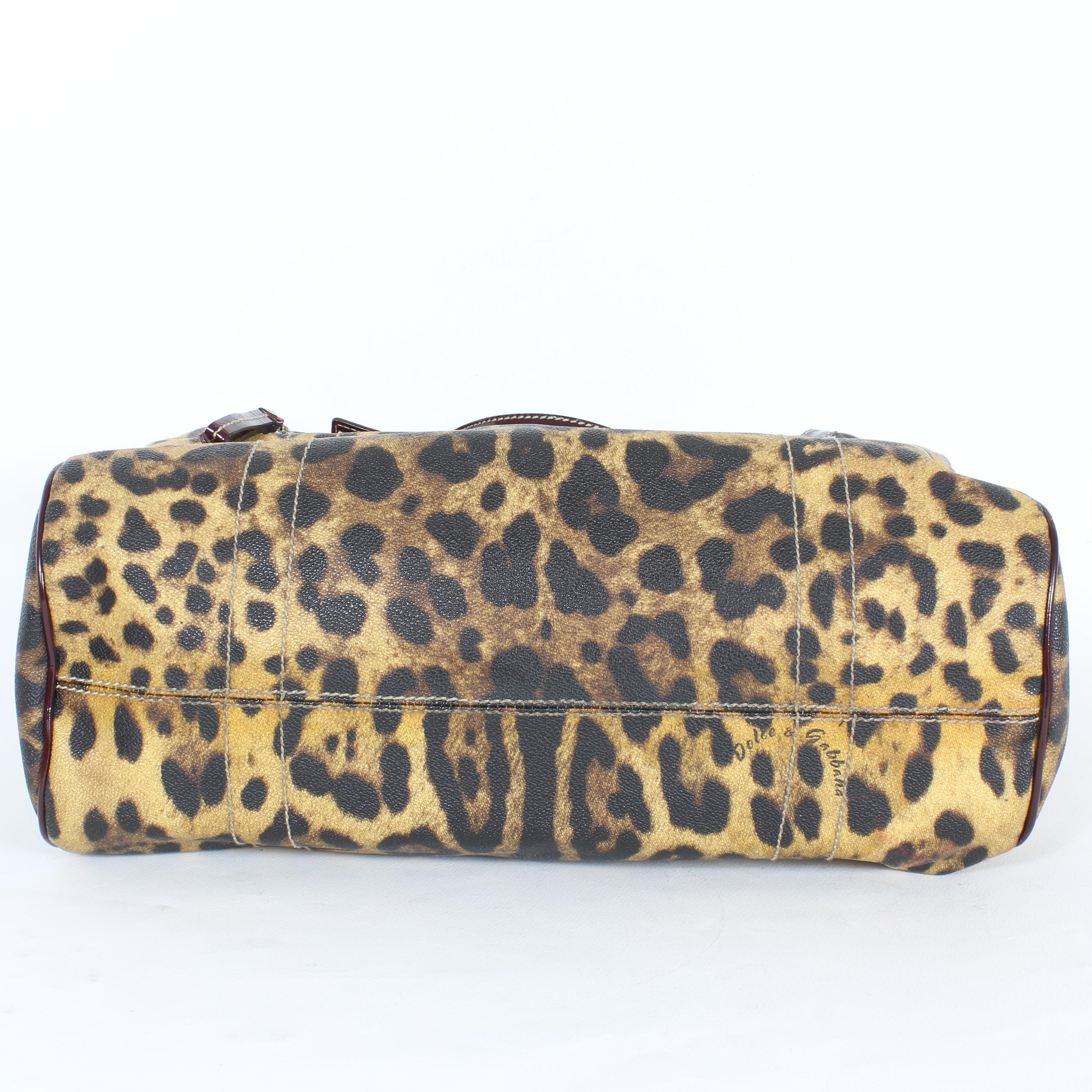 Dolce & Gabbana Miss Easy Way Leopard Shopper Bag Bordeaux Patent Leather 2000s 1