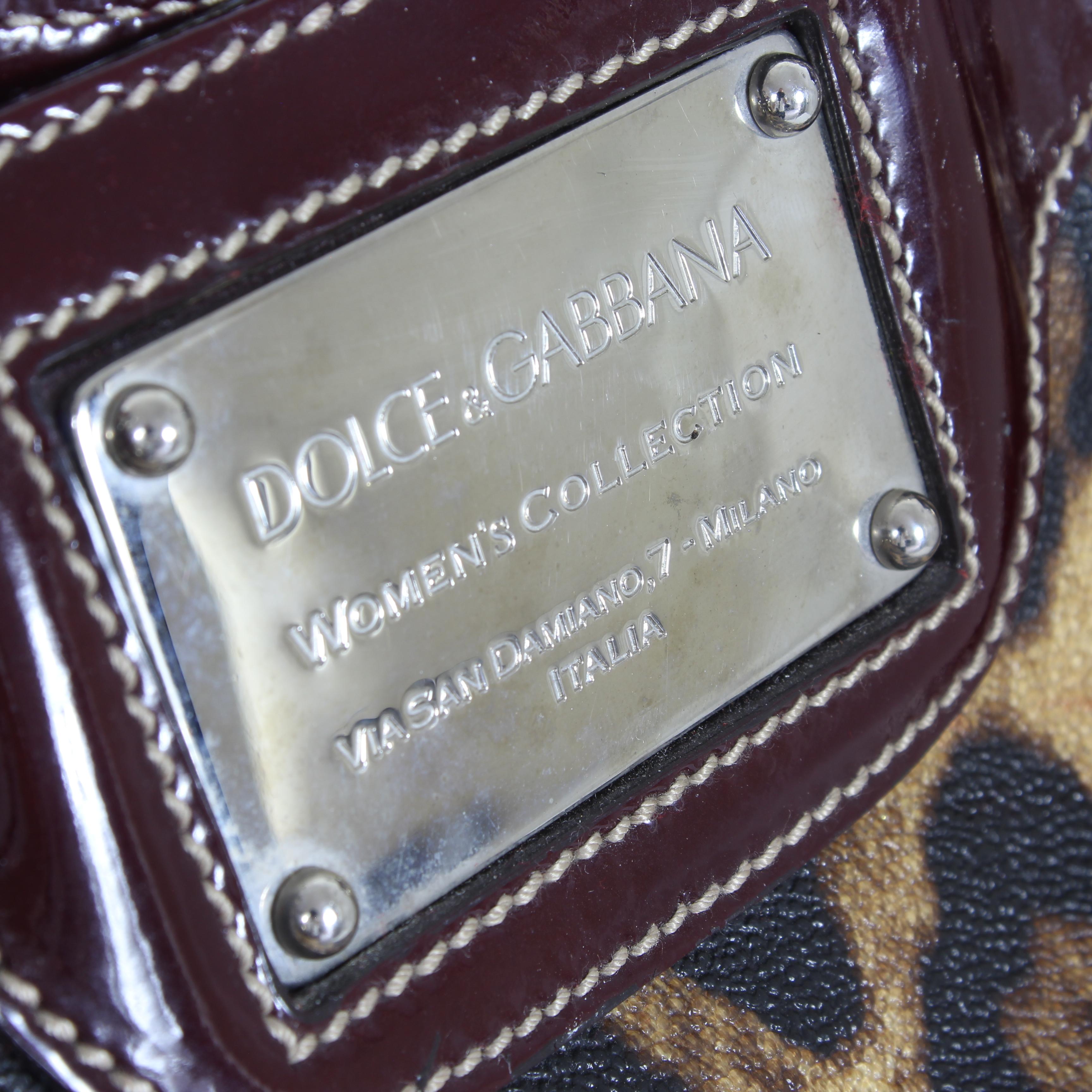 Dolce & Gabbana Miss Easy Way Leopard Shopper Bag Bordeaux Patent Leather 2000s 3