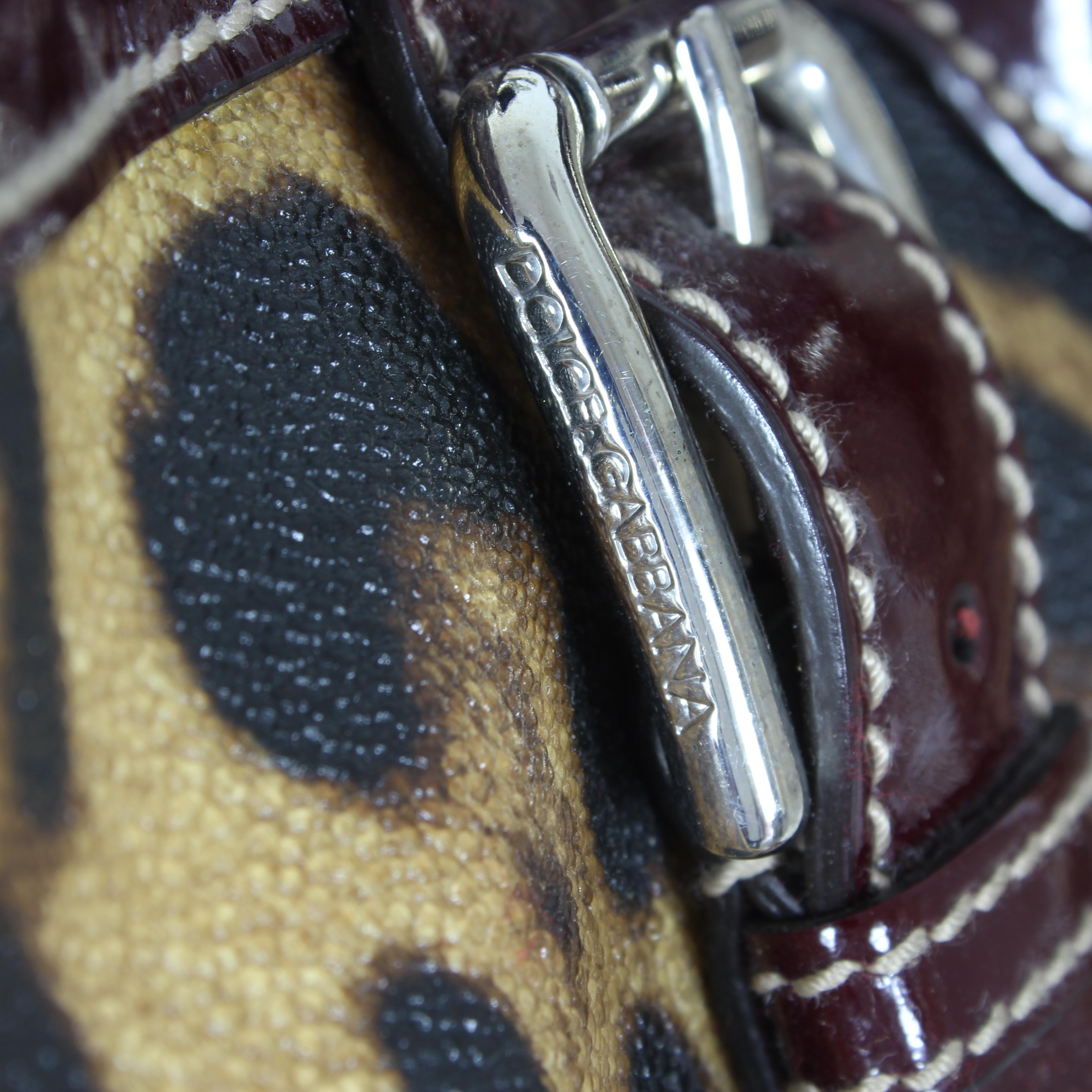 Dolce & Gabbana Miss Easy Way Leopard Shopper Bag Bordeaux Patent Leather 2000s 4