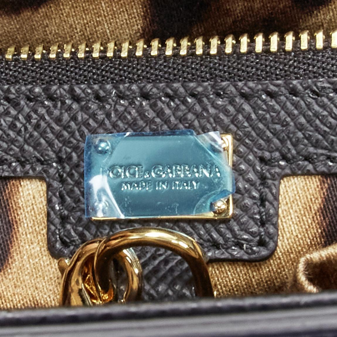 DOLCE GABBANA Miss Linda black saffiano leather gold buckle flap bag For Sale 5