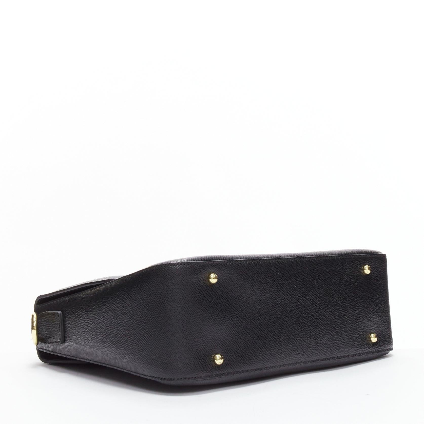 DOLCE GABBANA Miss Linda black saffiano leather gold buckle flap bag For Sale 1