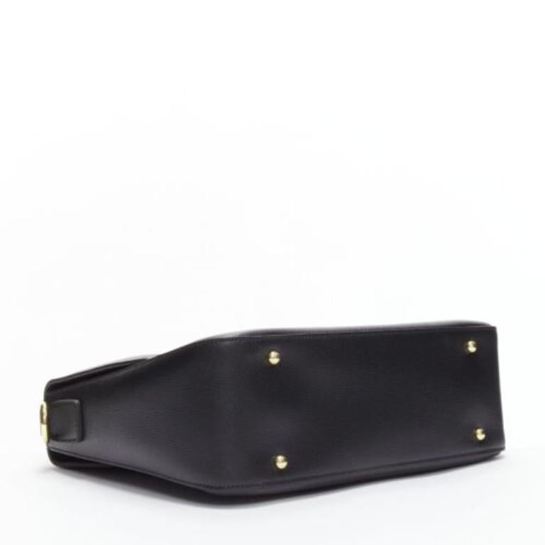DOLCE GABBANA Miss Linda black saffiano leather gold buckle flap bag For Sale 1