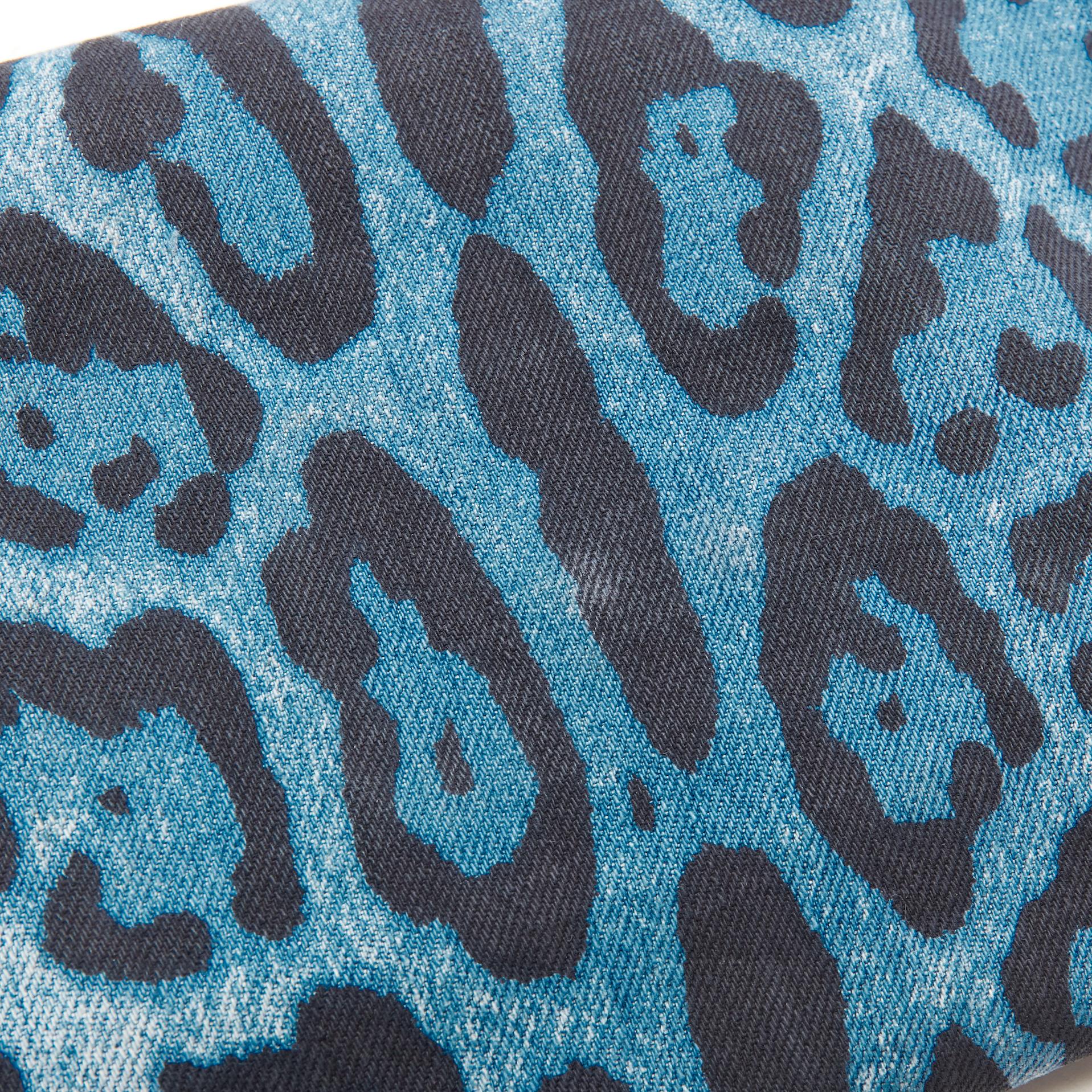 DOLCE GABBANA Miss Martini blue leopard denim logo plate chain crossbody bag 1