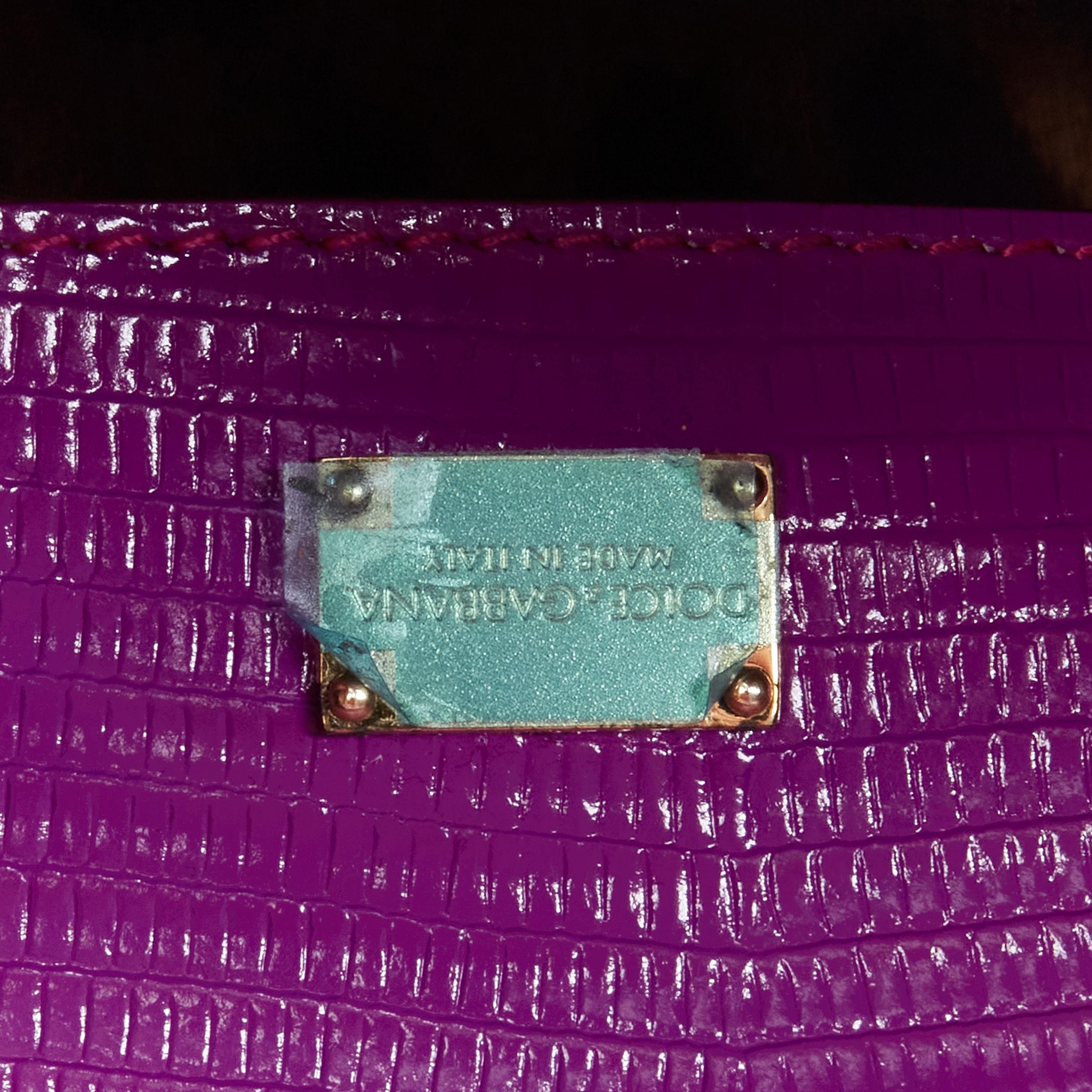 DOLCE GABBANA Miss Monica purple embossed leather chain lock crossbody flap bag 2