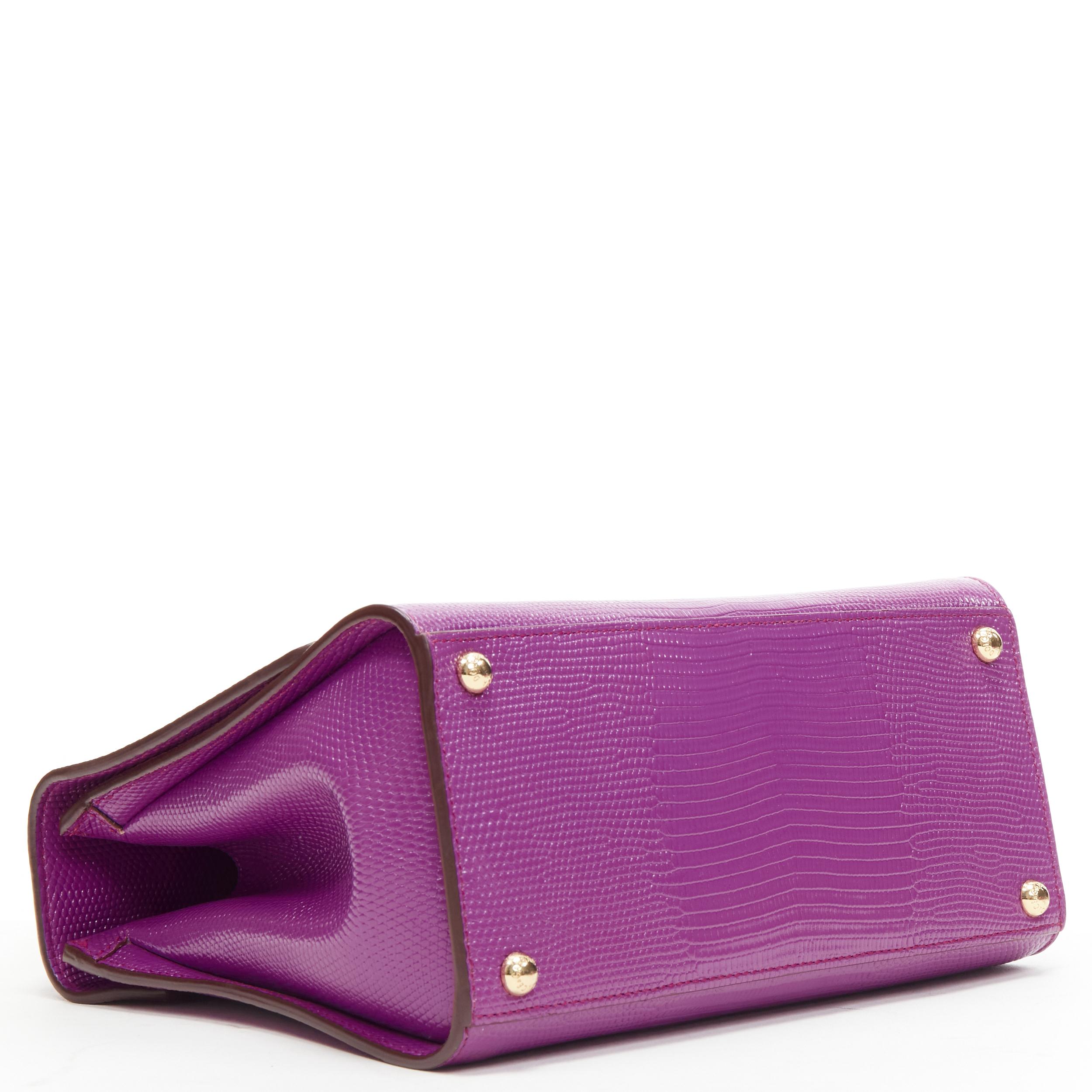 Purple DOLCE GABBANA Miss Monica purple embossed leather chain lock crossbody flap bag