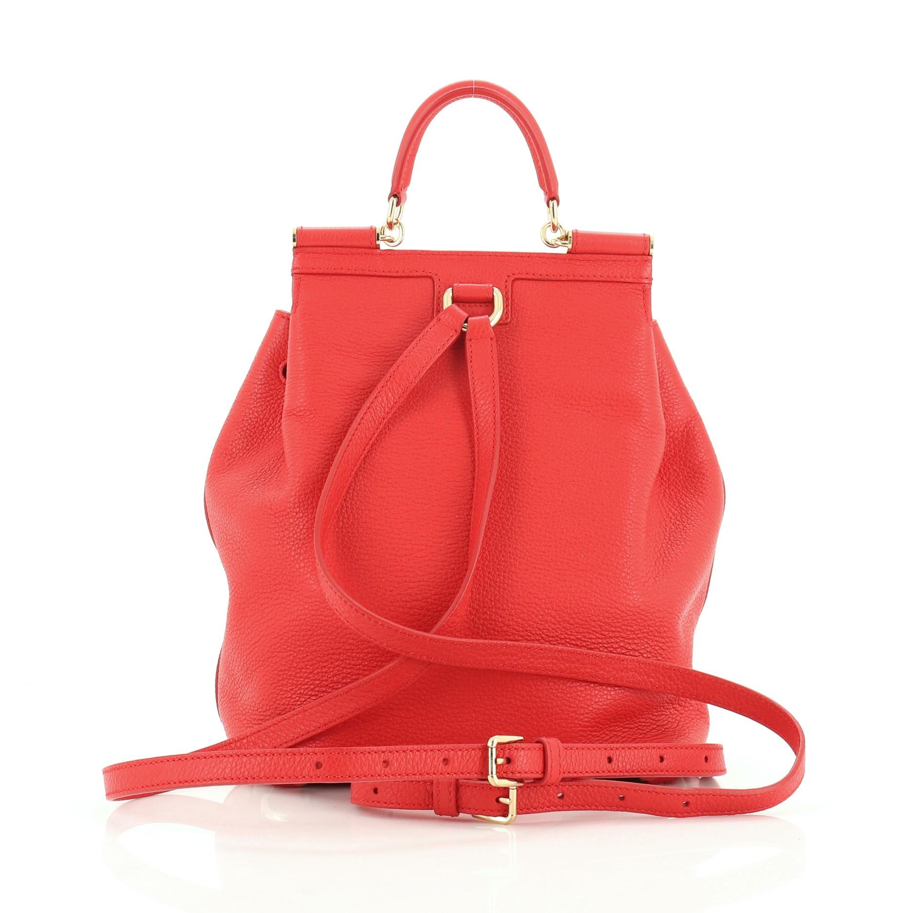 Red Dolce & Gabbana Miss Sicily Backpack Leather Mini
