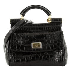 Dolce & Gabbana Miss Sicily Bag Crocodile Embossed Leather Mini