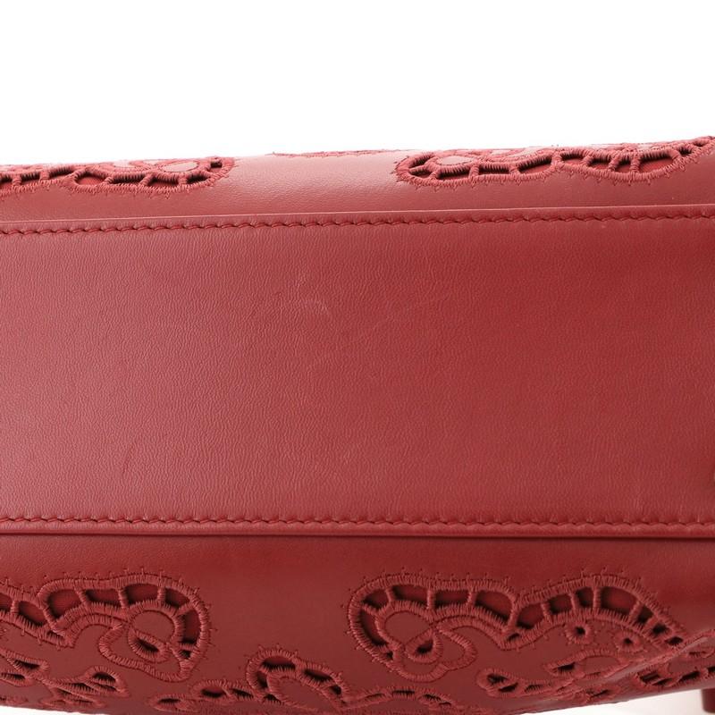 Dolce & Gabbana Miss Sicily Bag Floral Eyelet Embroidered Leather Small In Good Condition In NY, NY