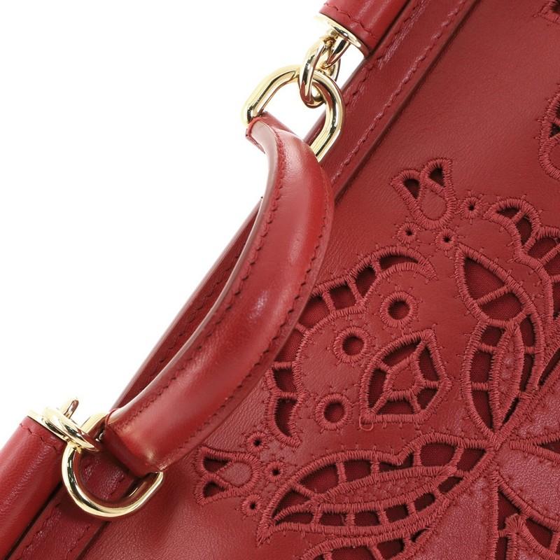 Women's or Men's Dolce & Gabbana Miss Sicily Bag Floral Eyelet Embroidered Leather Small