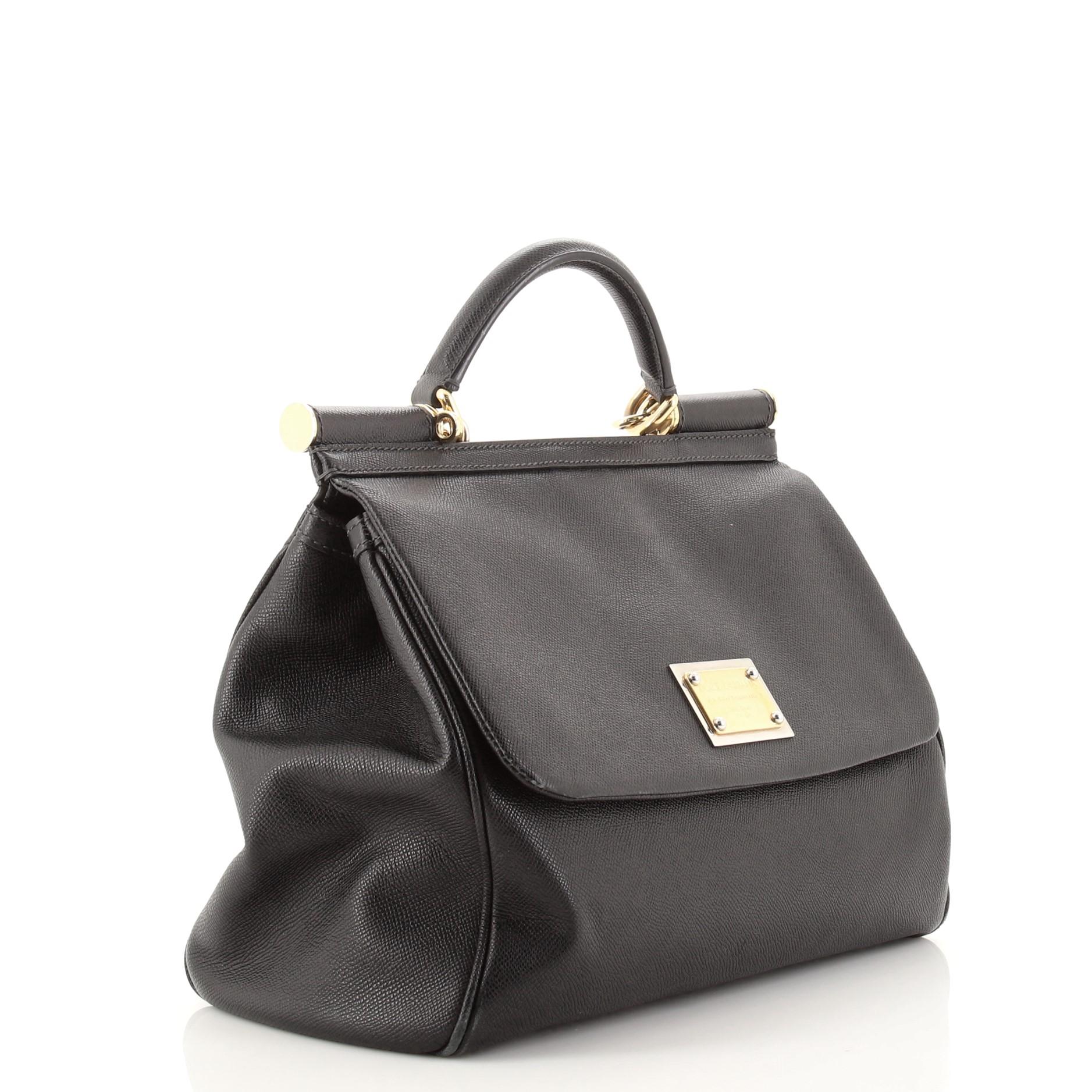 Black Dolce & Gabbana Miss Sicily Bag Leather Large