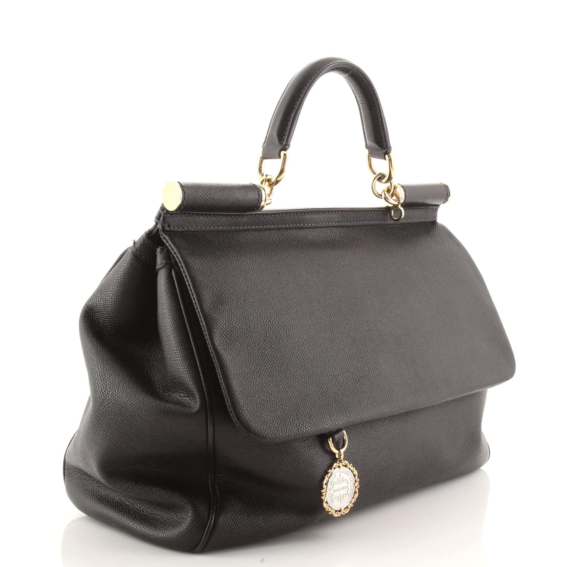 Black Dolce & Gabbana Miss Sicily Bag Leather Medium