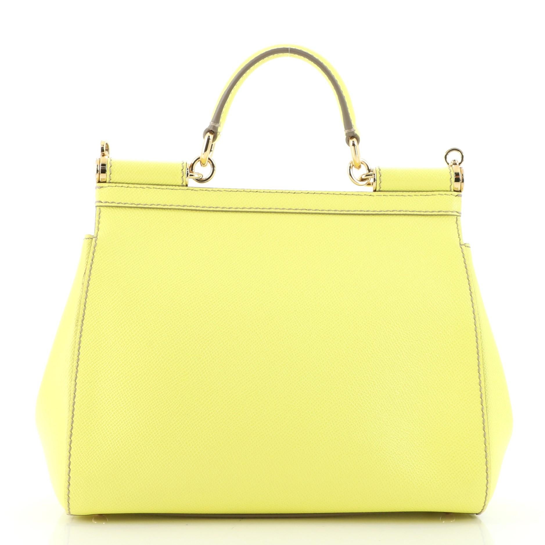 Yellow Dolce & Gabbana Miss Sicily Bag Leather Medium