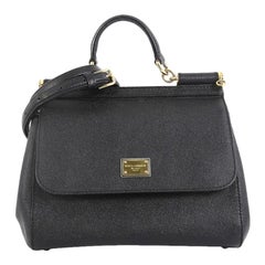 Dolce & Gabbana - Authenticated Sicily Handbag - Leather Blue Plain for Women, Never Worn
