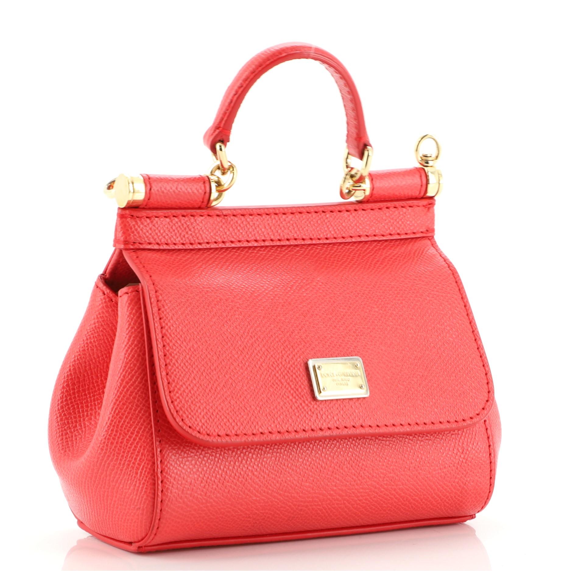 Red Dolce & Gabbana Miss Sicily Bag Leather Mini