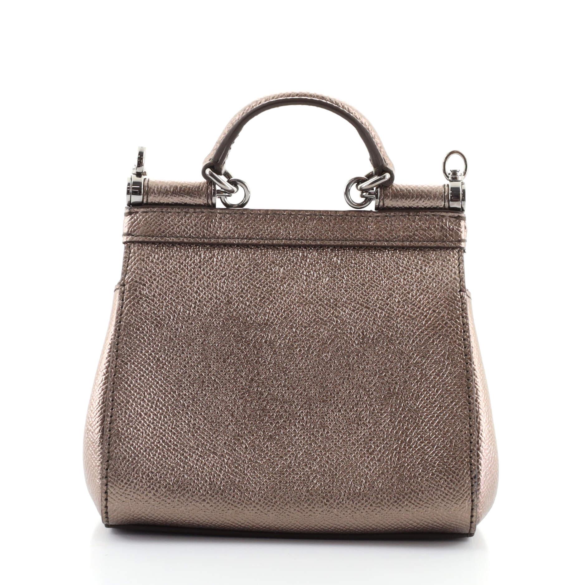 Gray Dolce & Gabbana Miss Sicily Bag Leather Mini