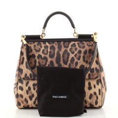 Dolce & Gabbana Miss Sicily Bag Leopard Print Leather Large
