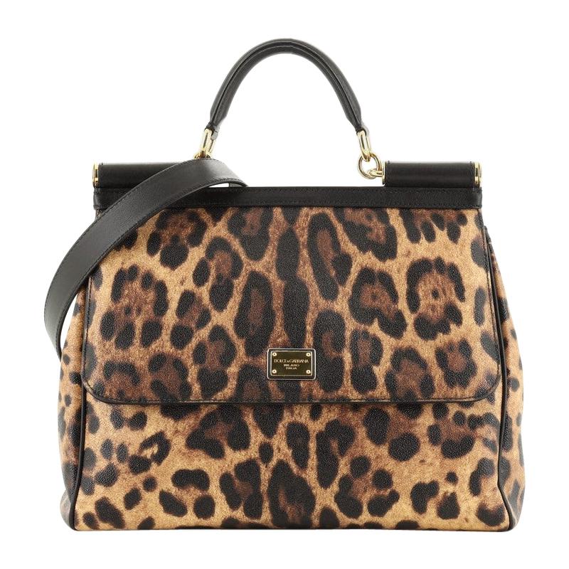 Dolce & Gabbana Miss Sicily Bag Leopard Print Leather Large