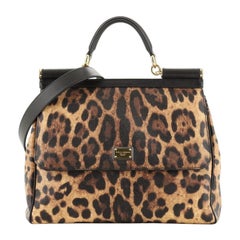 Dolce & Gabbana Miss Sicily Bag Leopard Print Leather Large