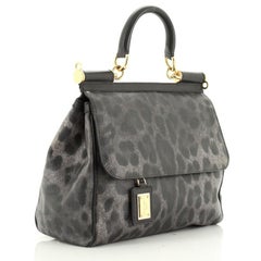 Dolce & Gabbana Miss Sicily Bag Leopard Print Leather Medium