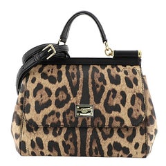 Dolce & Gabbana Miss Sicily Bag Leopard Print Leather Medium