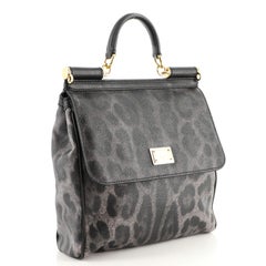 Dolce & Gabbana Miss Sicily Bag Leopard Print Leather North South