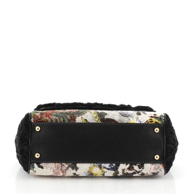 Dolce & Gabbana Miss Sicily Bag Velvet and Crochet Medium In Good Condition In NY, NY