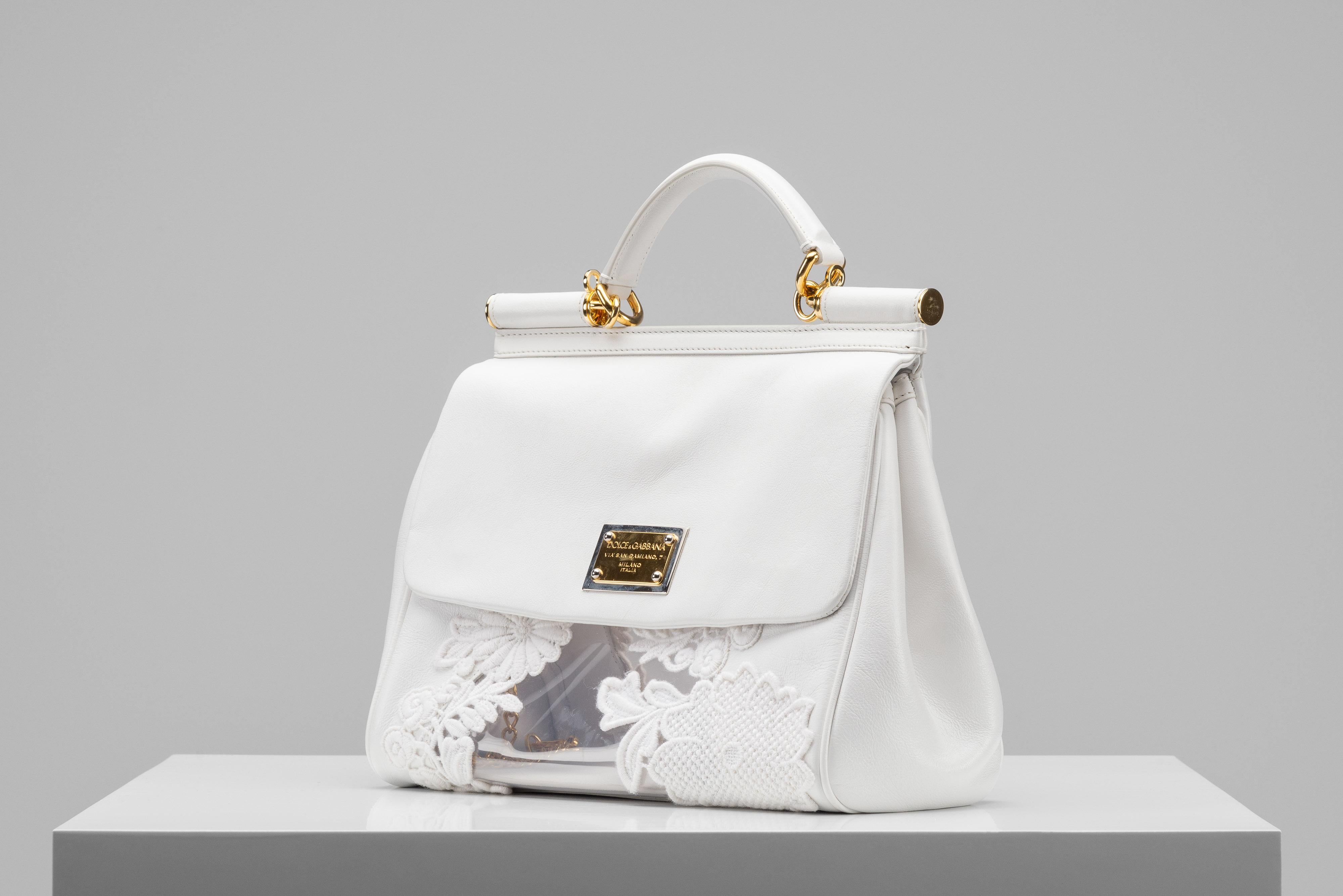 Dolce & Gabbana Miss Sicily Bag White Lace Limited Edition In Good Condition In Roosendaal, NL