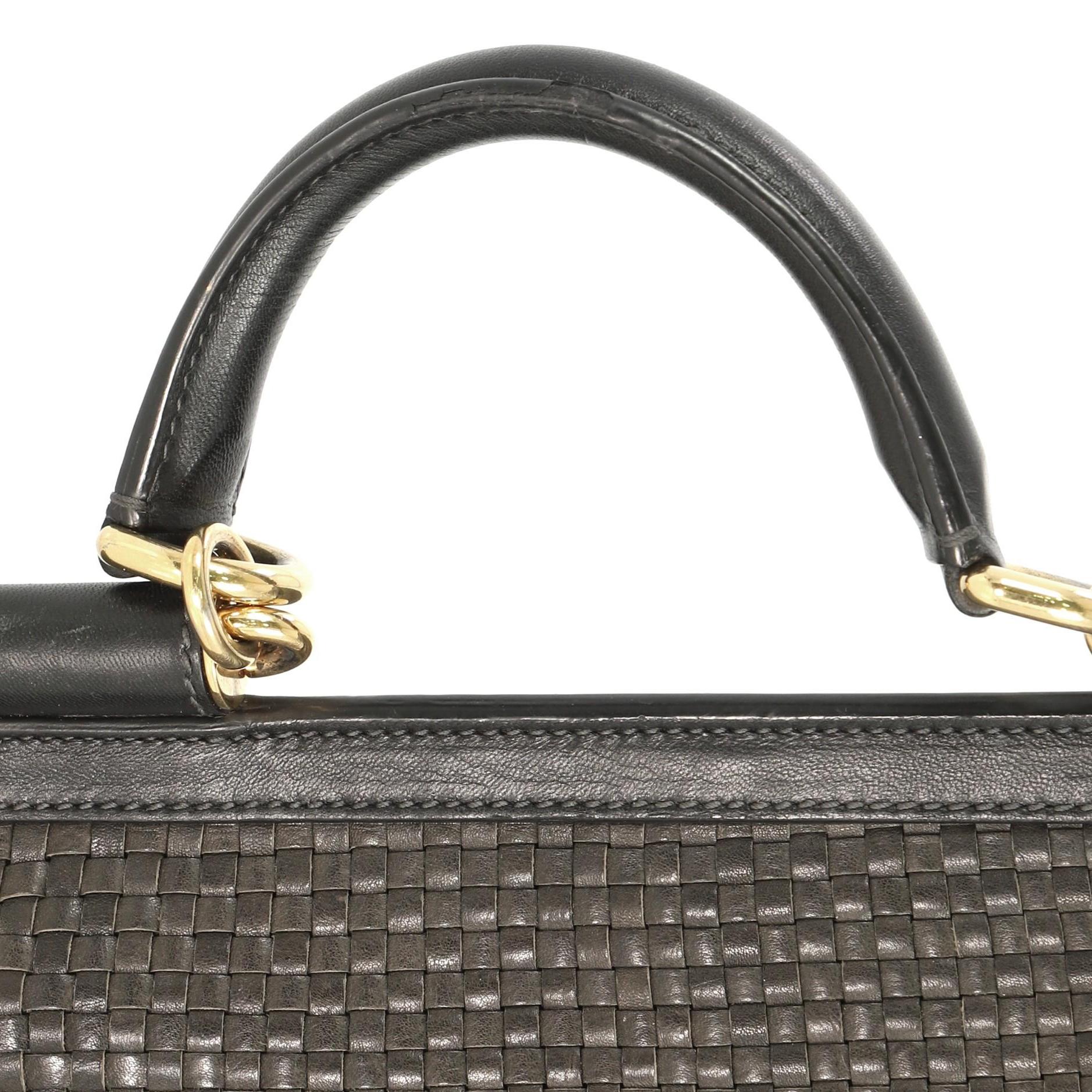Dolce & Gabbana Miss Sicily Bag Woven Leather Large In Fair Condition In NY, NY