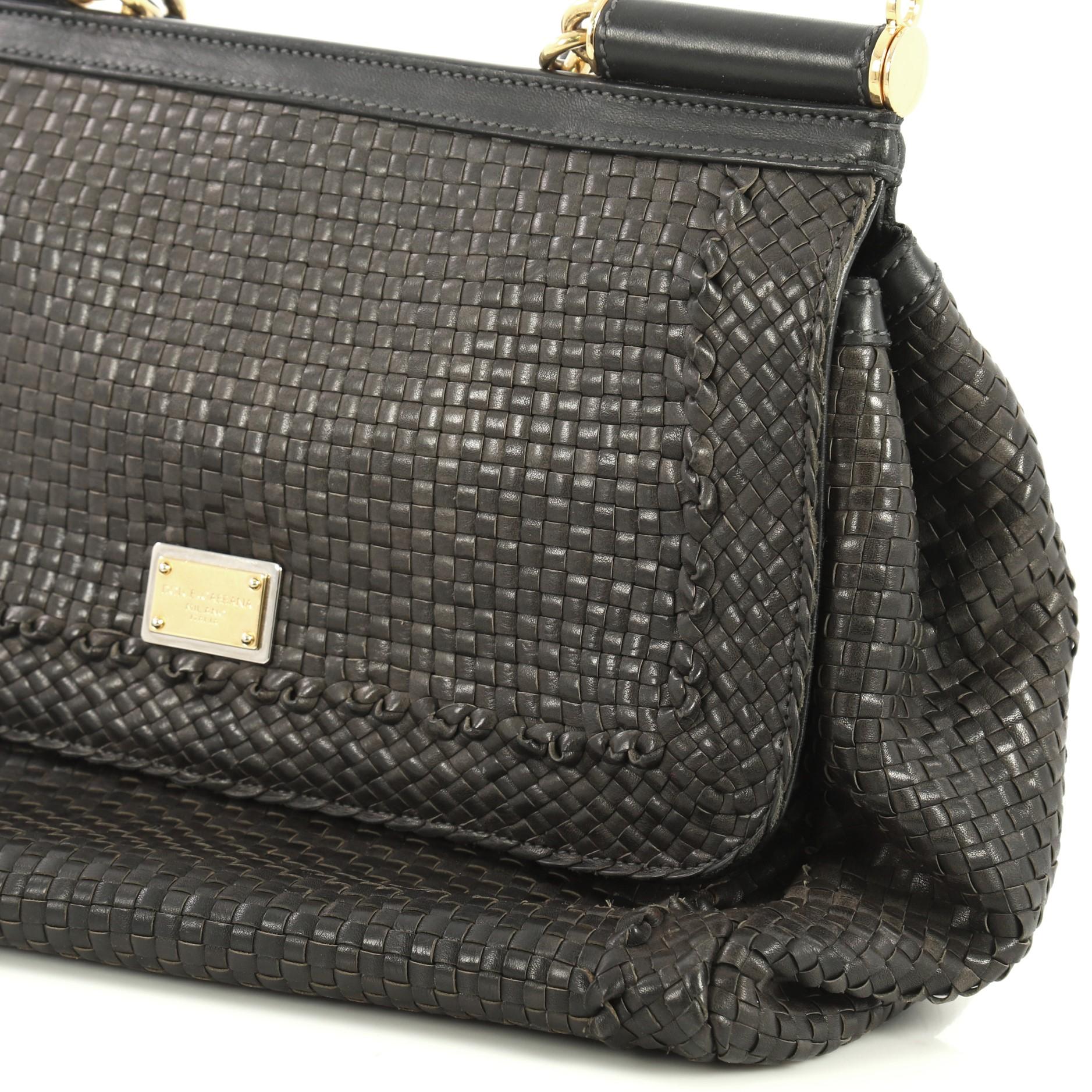 Women's Dolce & Gabbana Miss Sicily Bag Woven Leather Large