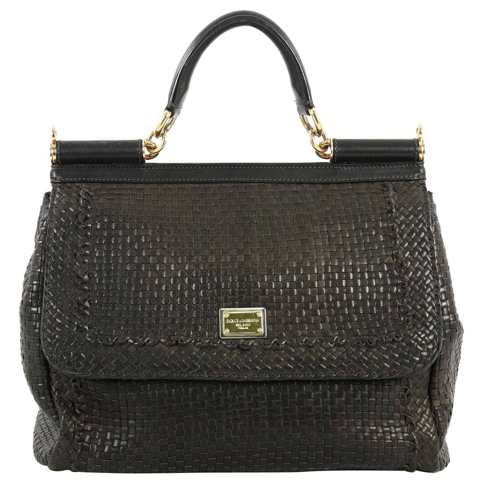 Dolce & Gabbana Miss Sicily Bag Woven Leather Large