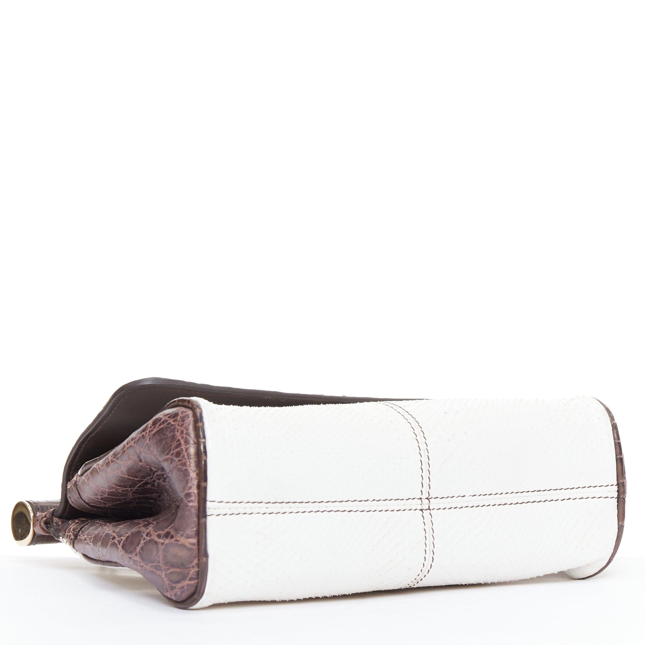 DOLCE GABBANA Miss Sicily brown white mixed scaled leather crossbody bag For Sale 1