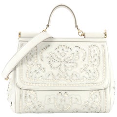 Dolce & Gabbana Miss Sicily Handbag Laser Cut Leather Large