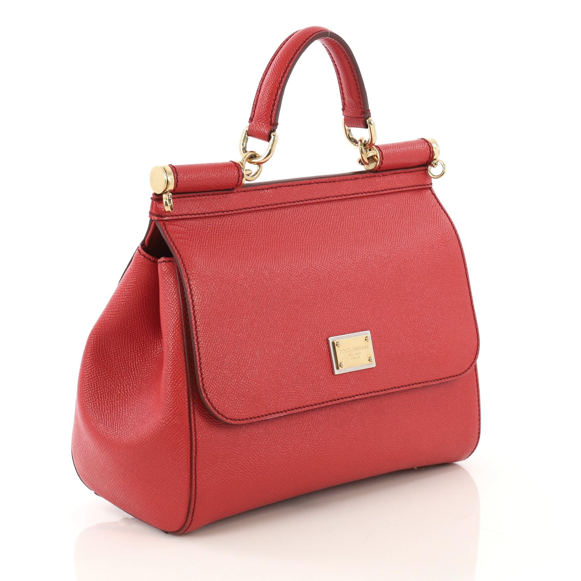 Red Dolce & Gabbana Miss Sicily Handbag Leather Medium