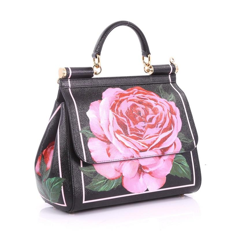 Brown Dolce & Gabbana Miss Sicily Handbag Printed Leather Medium