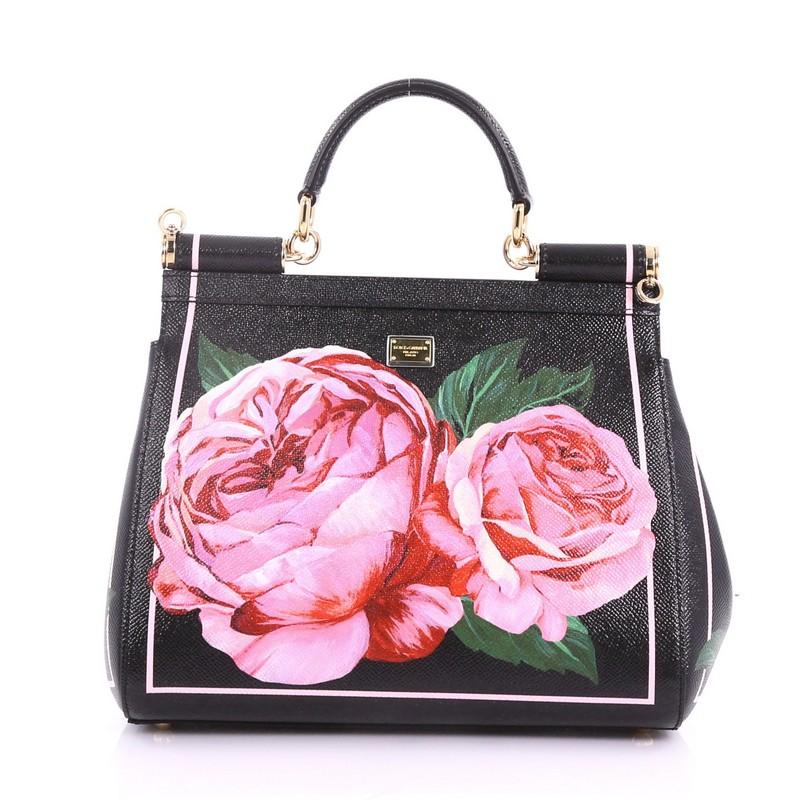 Dolce & Gabbana Miss Sicily Handbag Printed Leather Medium In Good Condition In NY, NY