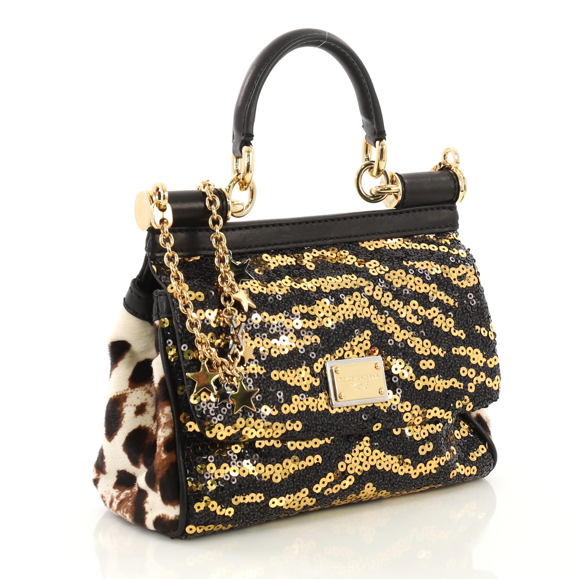 Black Dolce & Gabbana Miss Sicily Handbag Sequins Small