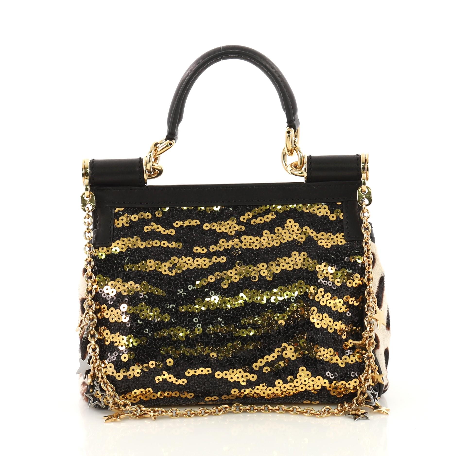 Dolce & Gabbana Miss Sicily Handbag Sequins Small In Good Condition In NY, NY