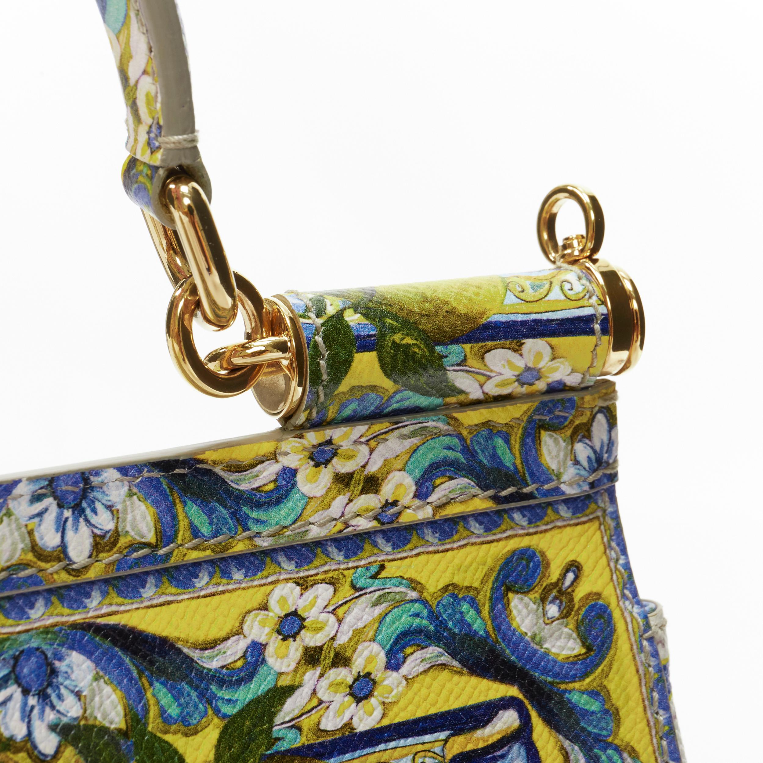 DOLCE GABBANA Miss Sicily lemon Majolica leather crossbody satchenl bag In Excellent Condition In Hong Kong, NT