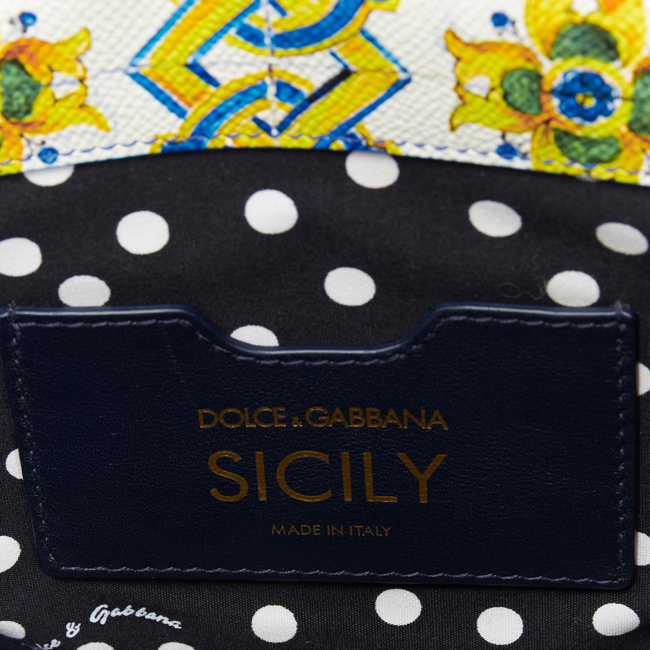 DOLCE GABBANA MIss Sicily Majolica Ceramic print leather top handle satchenl bag 4