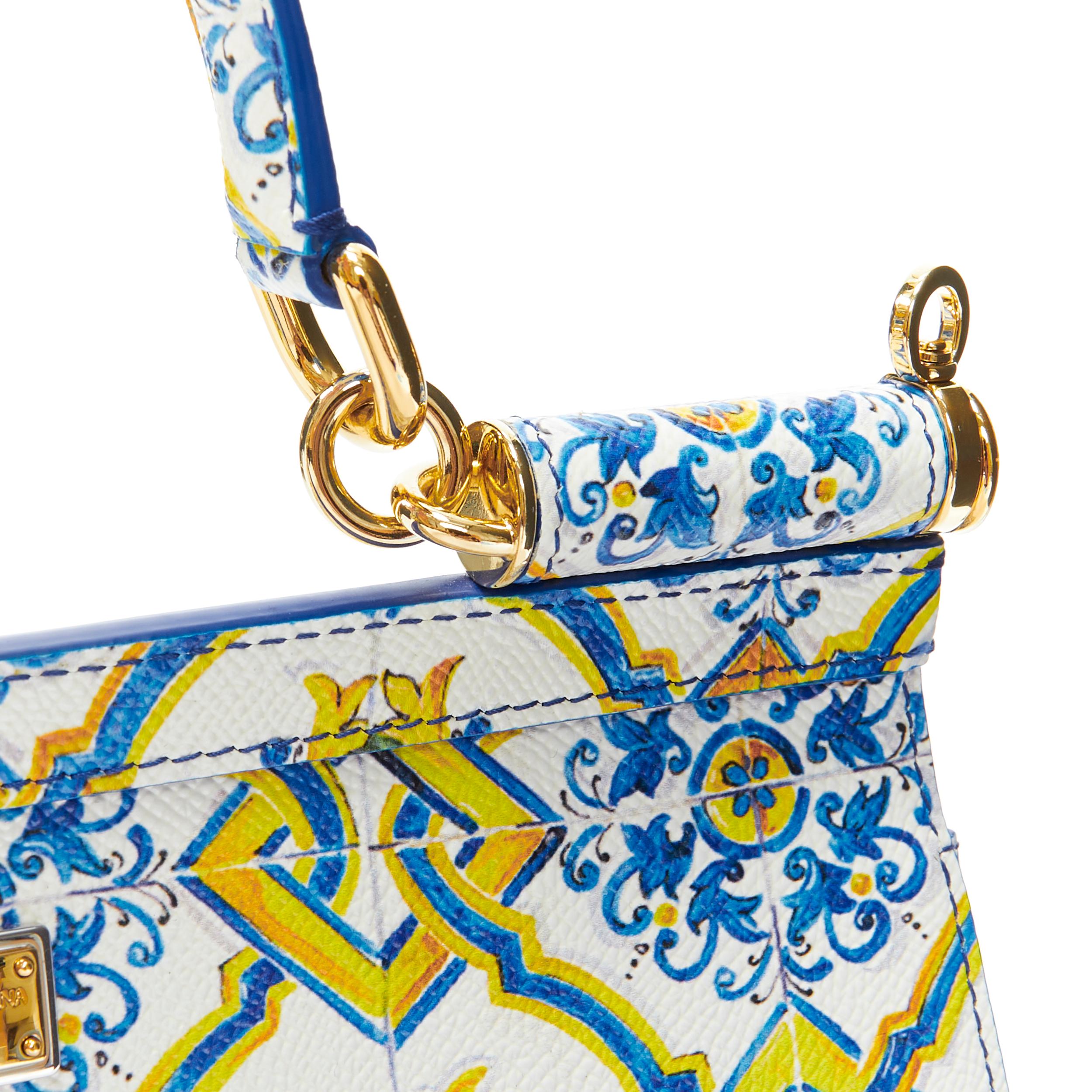 Women's DOLCE GABBANA MIss Sicily Majolica Ceramic print leather top handle satchenl bag