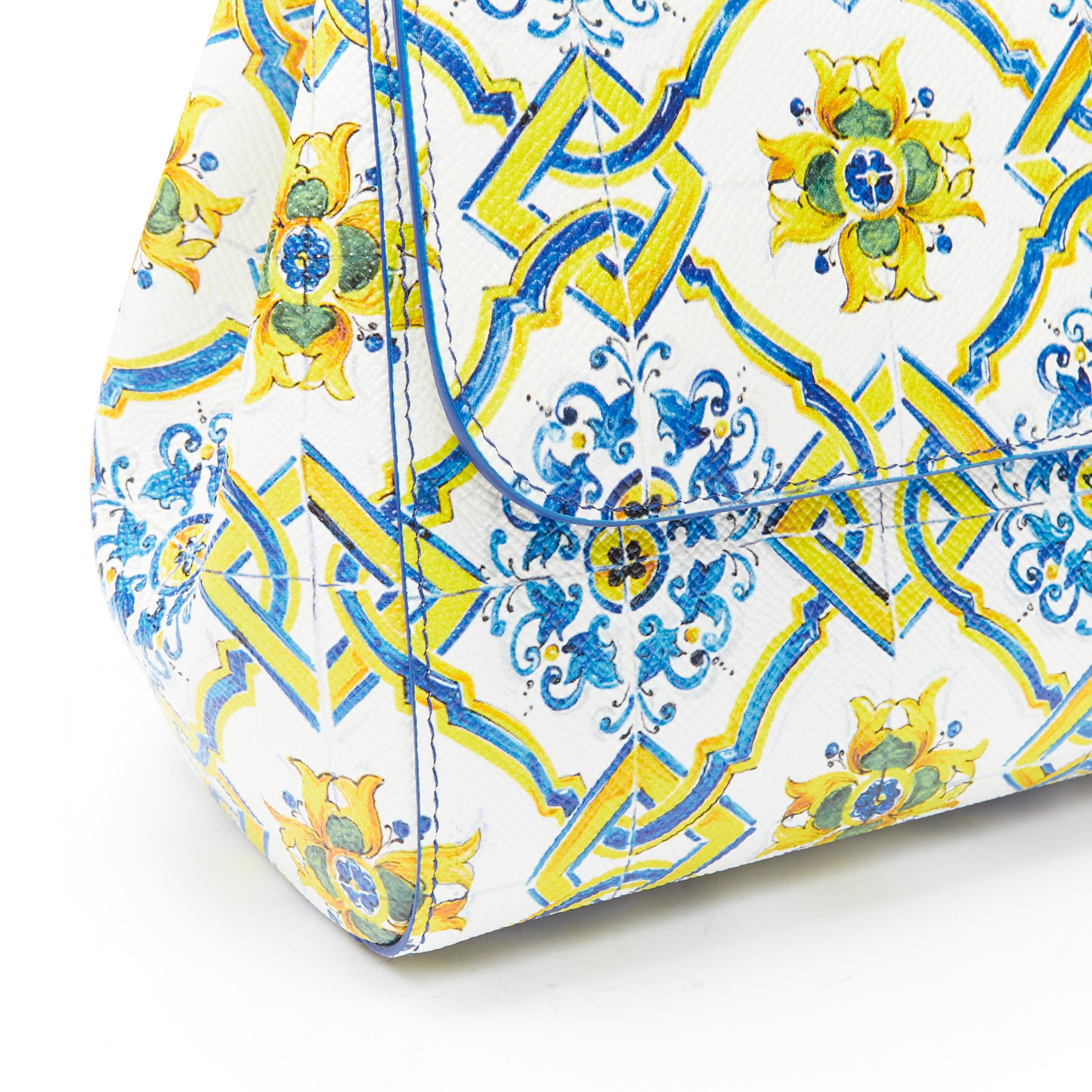 DOLCE GABBANA MIss Sicily Majolica Ceramic print leather top handle satchenl bag 1