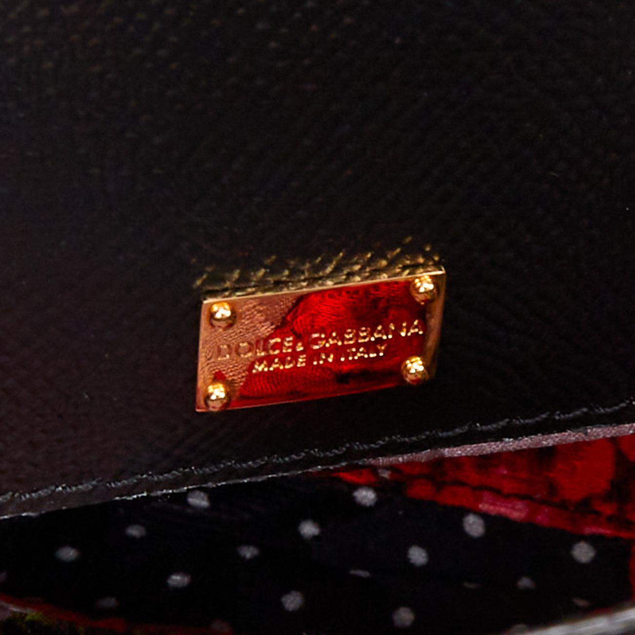  DOLCE GABBANA Miss Sicily yellow lemon floral print leather small top handle bag Pour femmes 