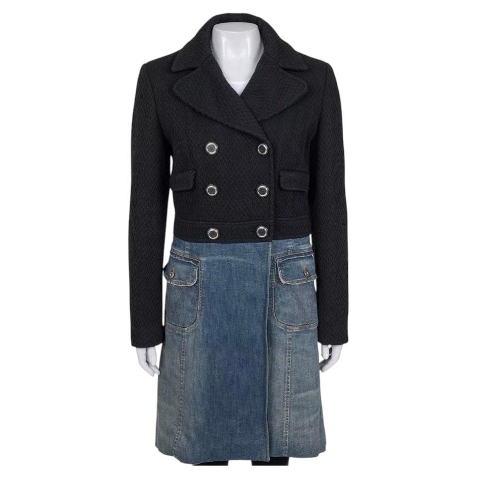 Dolce & Gabbana Mixed Material Double-Breasted Coat 44/L For Sale